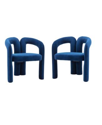 Velvet Upholstered Barrel Accent Chairs Set of 2, Curved Backrest Side Chairs with Elephant Feet for Living Room