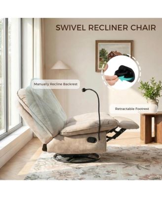 Swivel Rocker Recliner Chair, Single Lounge Gliding Rocking Chair with Phone Holder, Comfortable Reading Chair for Living Room, Office