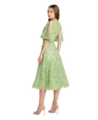 Women's Floral Embroidered Mesh Midi Dress