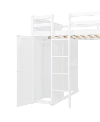 Loft Bed w/Twin Bed, Shelves, Desk, Wardrobe