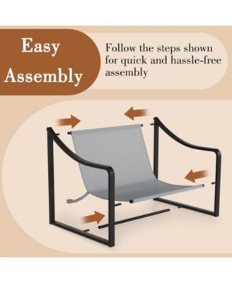 Set of 2 Sling Accent Chairs, Removable Cushion, Lounge Chairs for Living Room, Bedroom, Patio, Easy Assembly