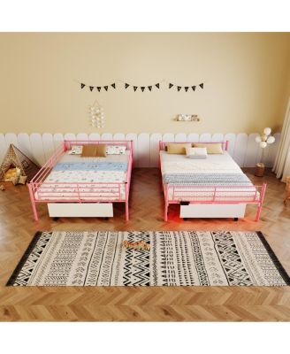 Metal Bunk Bed w/USB, Split, Storage, Guardrail