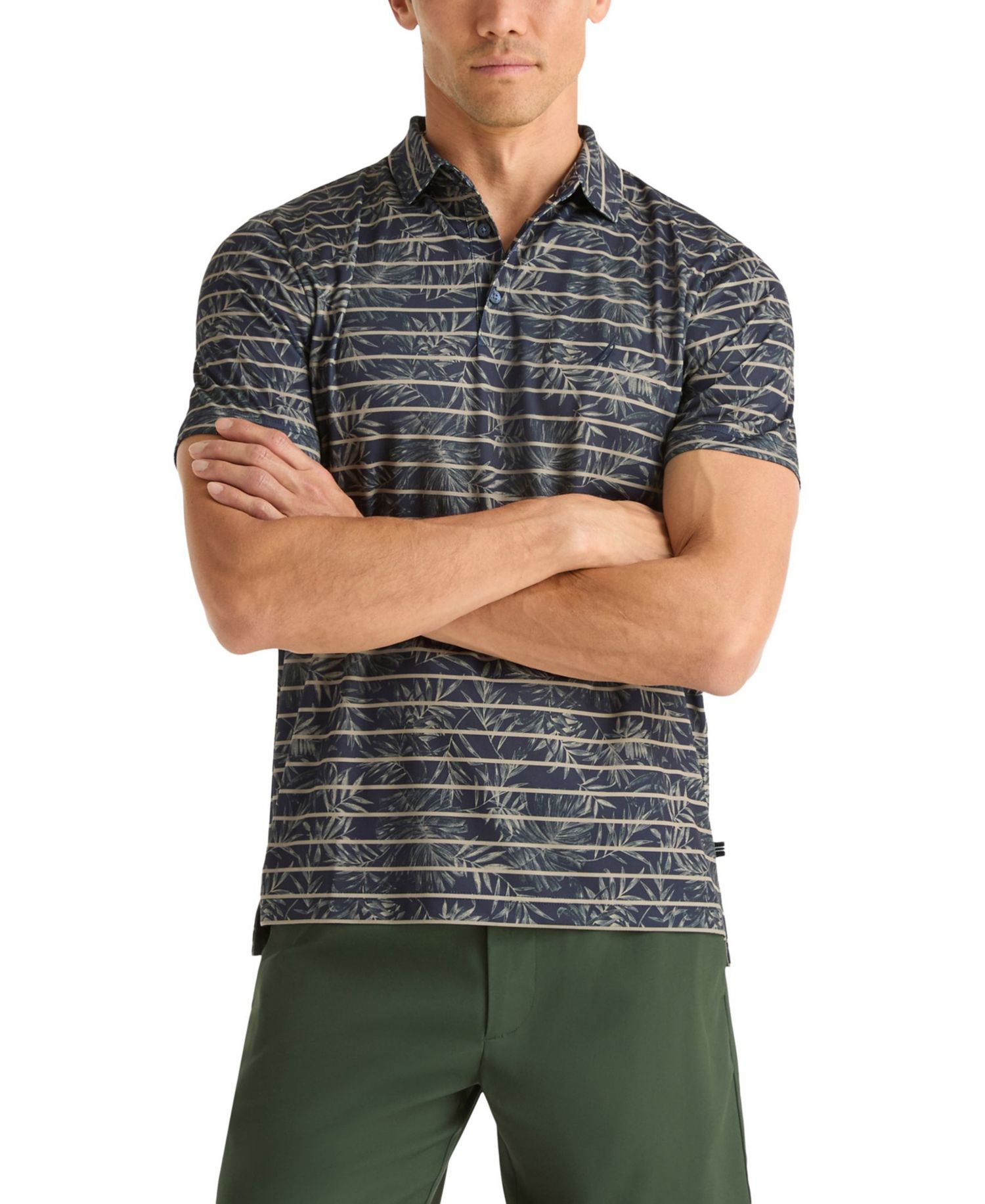 Men's Leaf Stripe Classic-Fit Golf Polo Shirt
