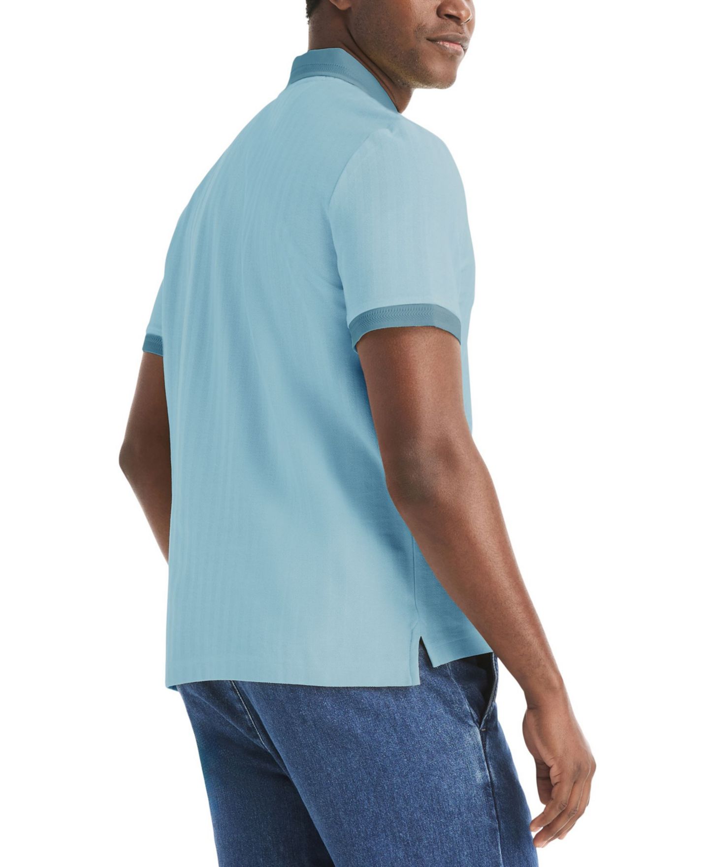 Мужское поло Nautica Herringbone Short-Sleeve Polo Shirt, цвет: Пляжный синий — фото 2
