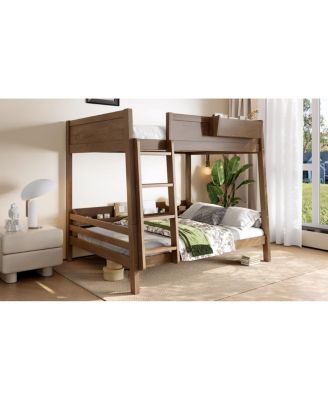 Streamdale Wood Bunk Bed w/ Storage, Bookshelf, Ladder, Rails