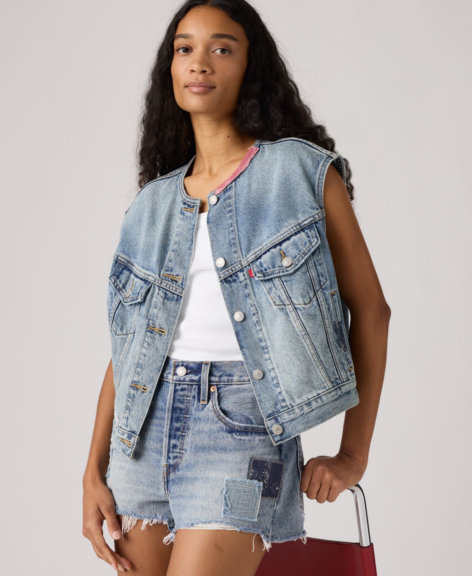 Premium Women's Relaxed-Fit Sleeveless Trucker Jacket