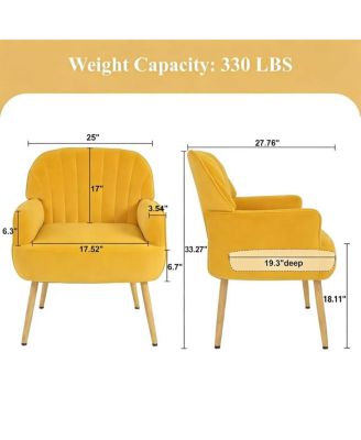 Velvet Accent Chair with Metal Legs