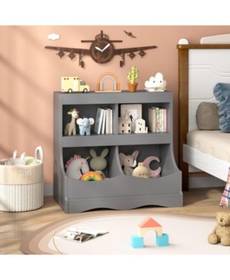 Toy Storage Organizer 4-Cubby Kids Bookcase for Toys and Books