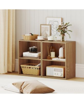 2-Cube Bookcase Floor Standing Open Bookshelf with 5-Position Adjustable Shelf