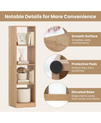 5 Tiers 4-Cube Narrow Bookshelf with 4 Anti-Tipping Kits