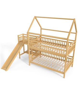House Bunk Bed with Slide and Storage Stairs