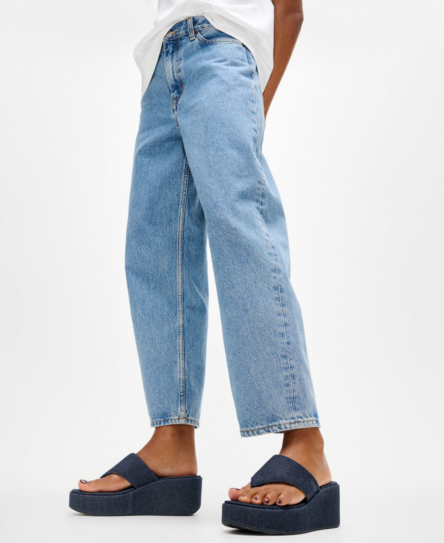 Women's Platfforms Denim Wedge Toe-Post Sandals