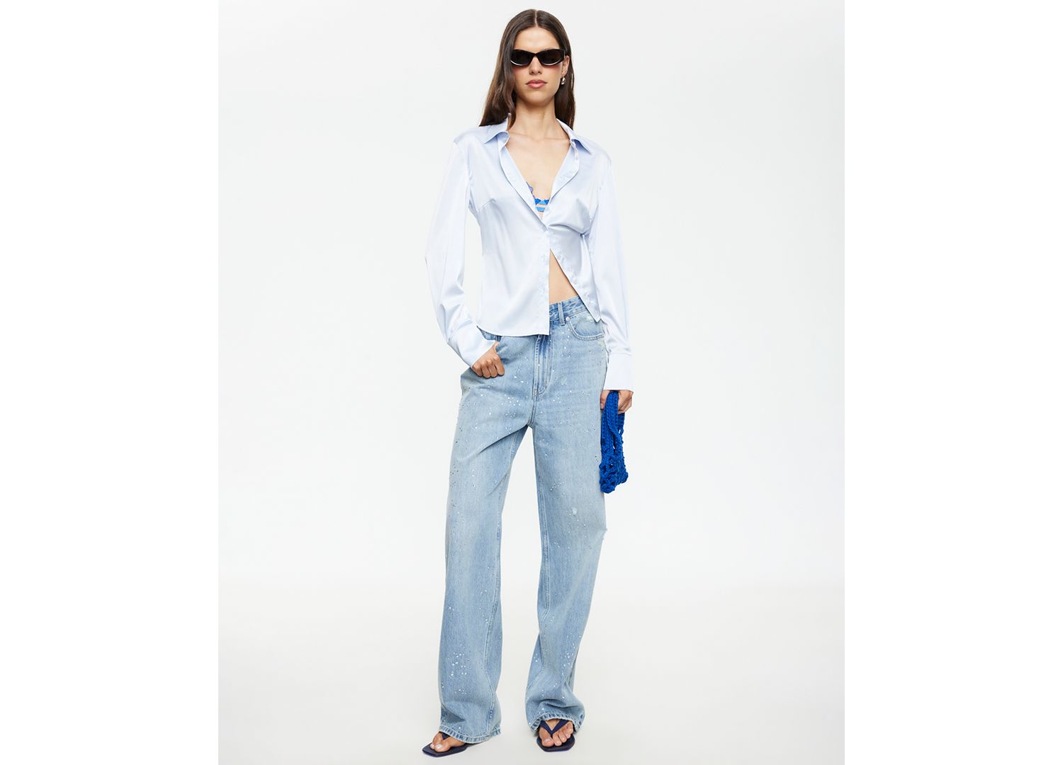 Women's Diamante Straight Cotton Jeans