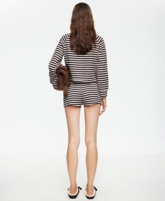 Women's Striped Funnel Neck Jacket