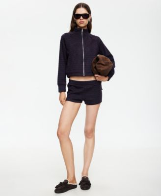 Women's Striped Funnel Neck Jacket