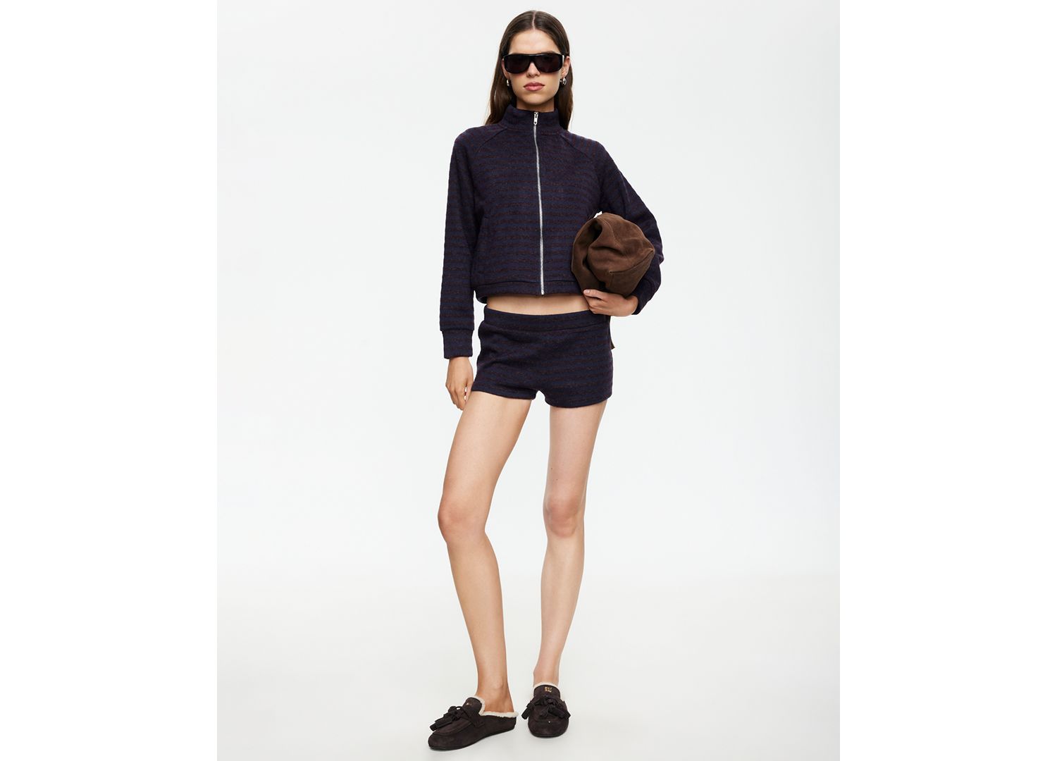 Women's Striped Funnel Neck Jacket