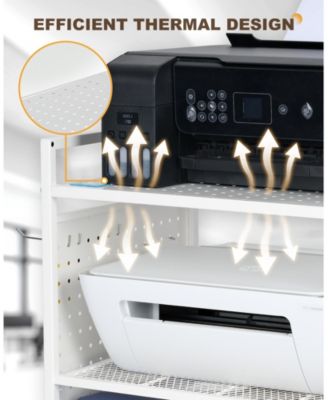 3-Tier Rolling Stand with Pegboard, Adjustable Shelf for Office/Home