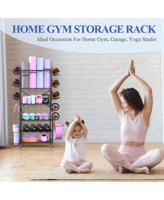 Extra Large Home Gym Storage Rack - All-in-One Weight Rack with Wheels