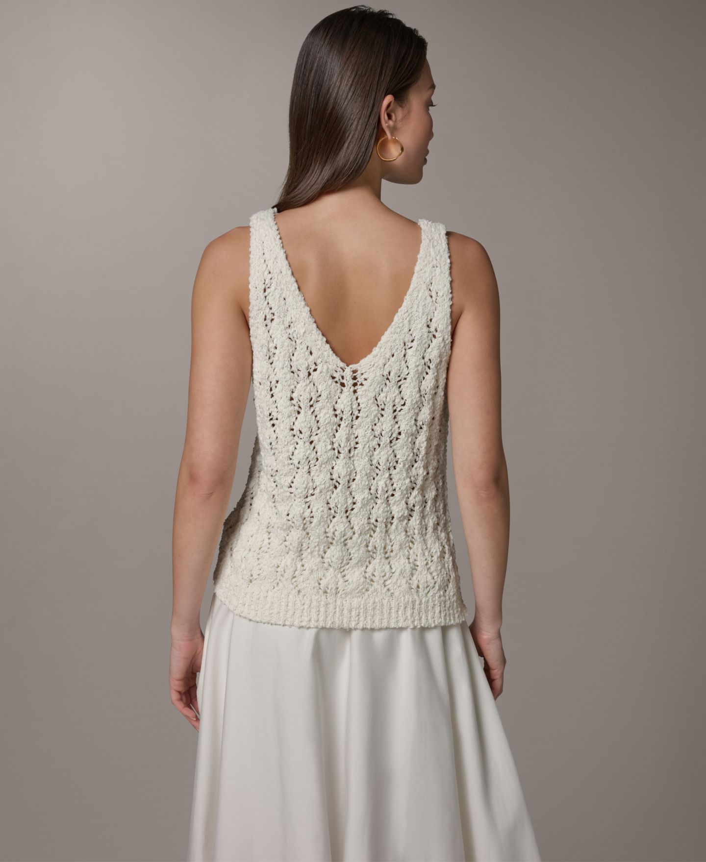 Женский топ Donna Karan Weekend Double V-Neck Tank Top, цвет: Кремовый — фото 2