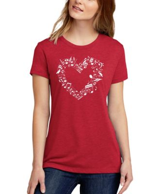 Women's Premium Blend Sheet Music Heart Word Art T-Shirt