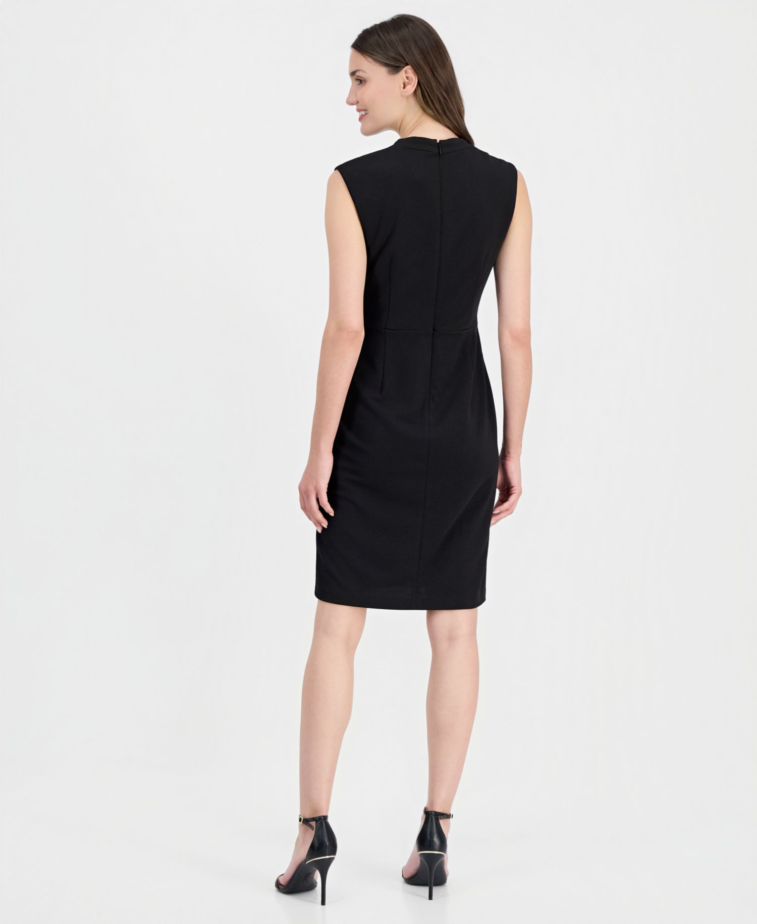 Women's Twist-Front-Overlay Scuba Sheath Dress