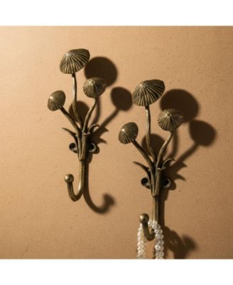 2pcs Metal 3D Mushroom Coat Hooks for Entryway Bathroom Bedroom Farmhouse Decoration