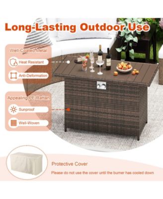 Rattan Gas Fire Pit Table 2 in 1 Stainless Steel Burner