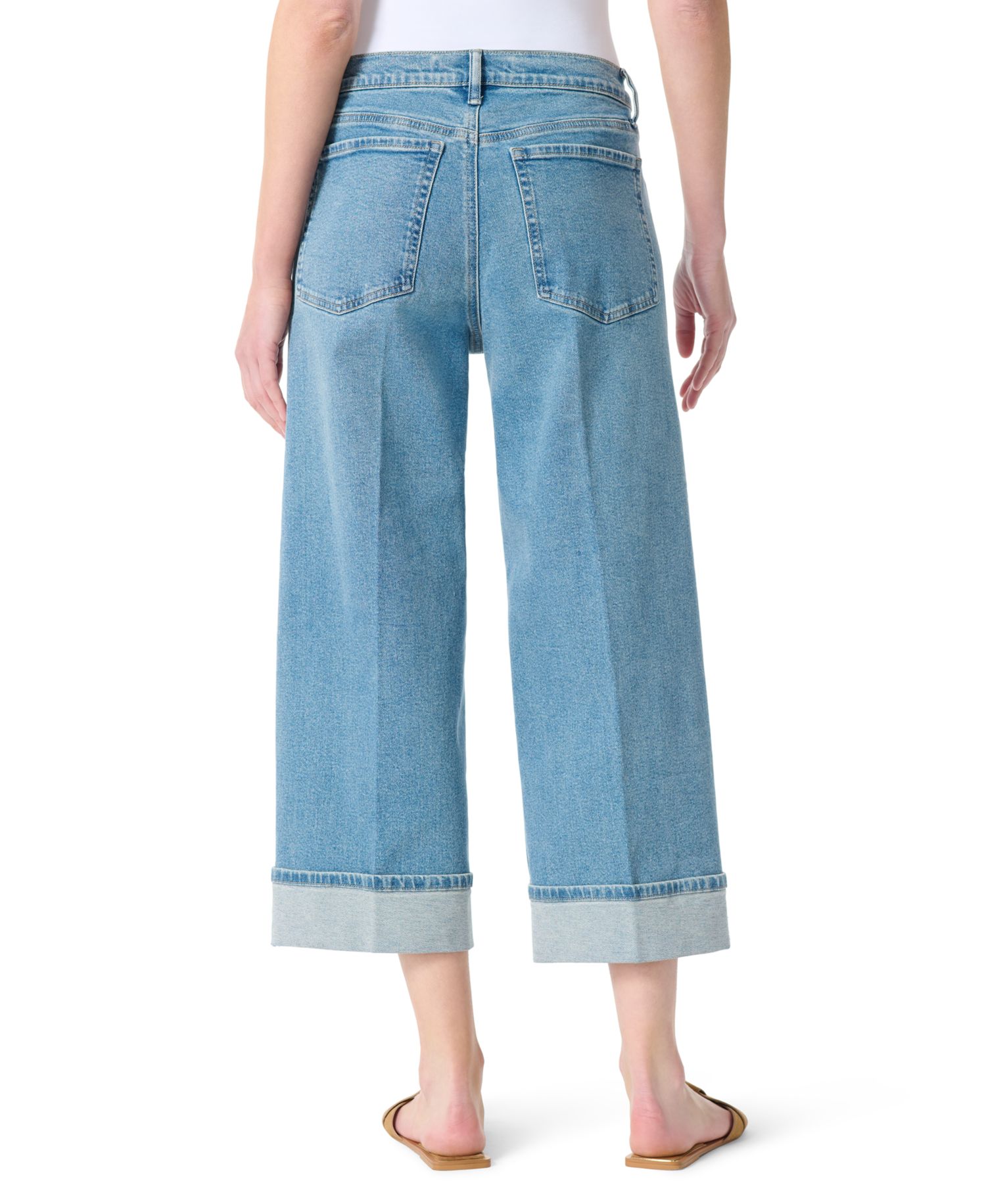 Women's High-Rise Wide-Leg Cuffed Jeans