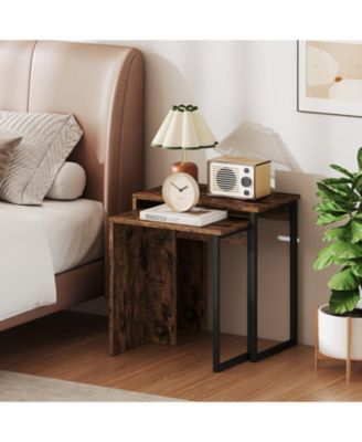 2-in-1 Nesting Coffee Table Set of 2 for Living Room and Bedroom