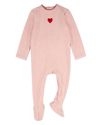 MeMoi Baby Girls Heart Embroidered Textured Footie - Blush pink 38$