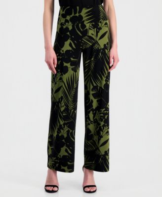 Women's Printed High Rise Wide Leg Pants, Regular & Petite