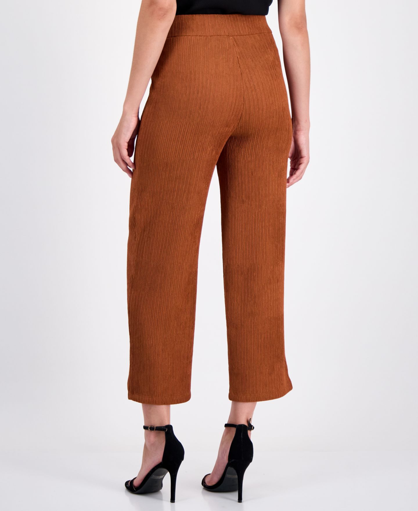 Женские брюки Anne Klein Crinkle-Knit Pull-On Wide-Leg, цвет: Кедровый — фото 3