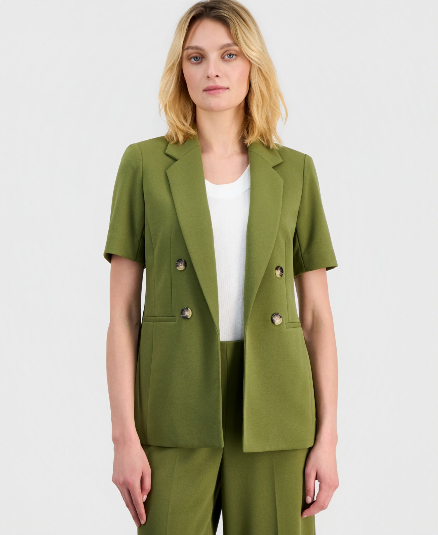 Women's Open-Front Short-Sleeve Blazer, Regular & Petite