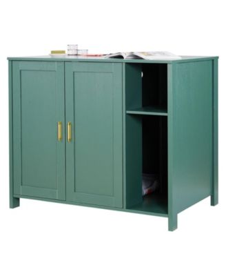 Self-Cleaning Litter Box Cabinet Cat Enclosure with Power Outlet