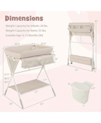 Portable Foldable Baby Changing Table with 3-Level Adjustable Height
