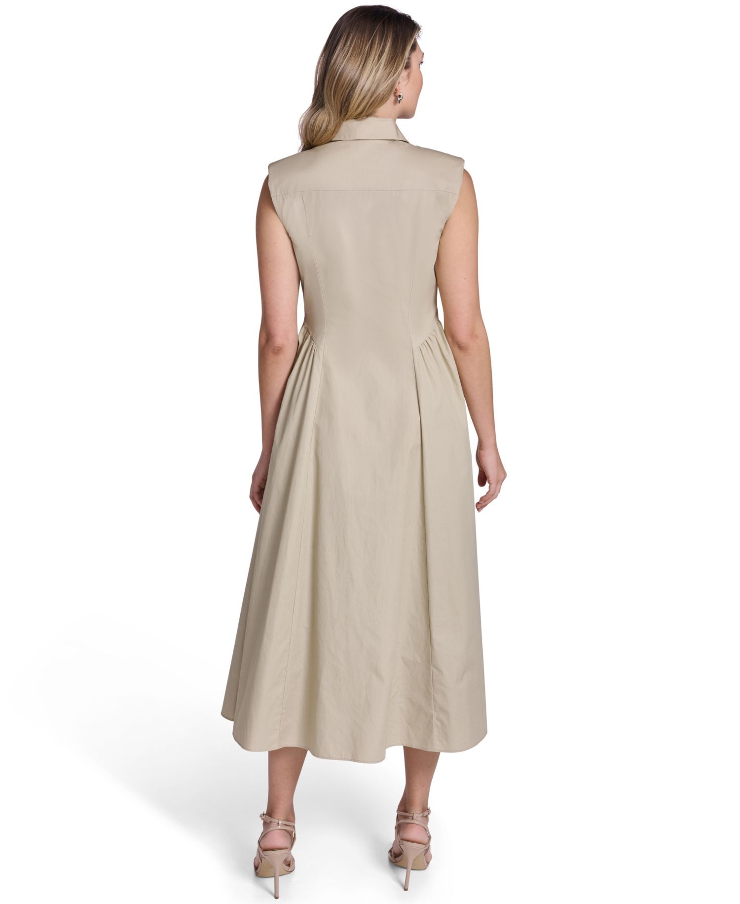 Petite Sleeveless Collared Shirt-Dress