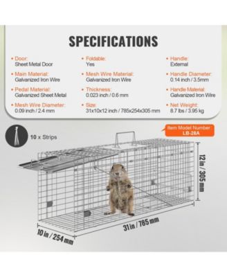 Live Animal Cage Trap, Humane Iron Trap for Cats and Rabbits