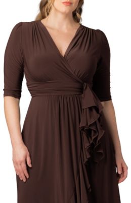plus size brown wrap dress Final Sale Plus Size Faux Wrap Sweater Dress in Brown  Chic And Curvy