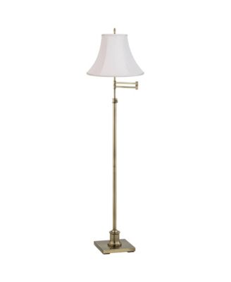 Traditional Swing Arm Floor Lamp 70" Tall Fabric Bell Shade for Living Room Reading Bedroom Office