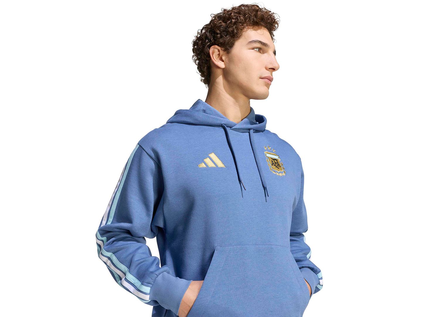 Мужское худи adidas Fleece Pullover, цвет: Синий — фото 3