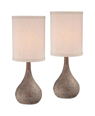 Chalane 31 1/4" Tall Gourd Large Farmhouse Rustic End Table Lamps Set of 2 Hammered Bronze Finish Living Room