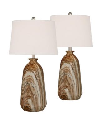 Carlton 28" Tall Modern Table Lamps Set of 2 WiFi Smart Socket Faux Marble Living Room Bedroom