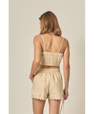 Women's Wavy Embroidered Bandeau Top