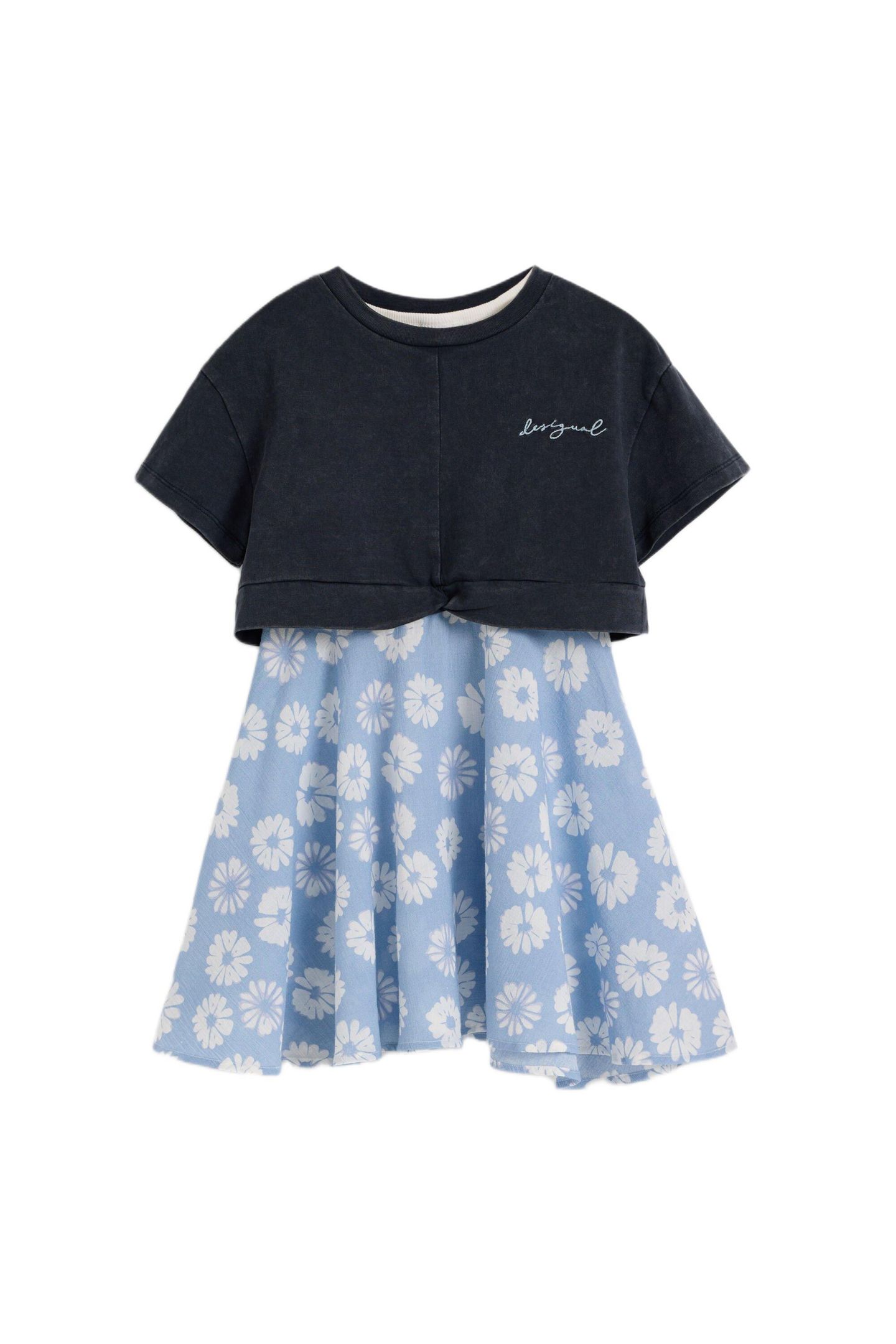 Платье Desigual 's 2-in-1 floral dress для девочек, цвет: Синий / Светлый синий — фото 1