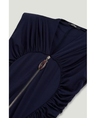 Women's Zip-Front Draped Maxi Dress