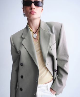 Selection Women's Flap Pockets Straight Suit Blazer