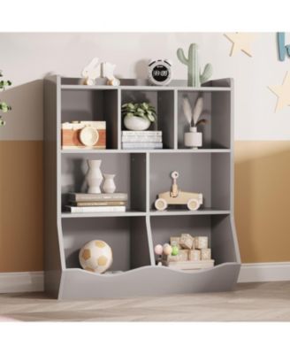 Three-Tier Kids Bookshelf and Toy Storage Rack, Multi-Functional Book and Toy Organizer for Playroom, Bedroom, Retro