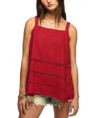 Women's Square Neck Lace Trim Tank Top