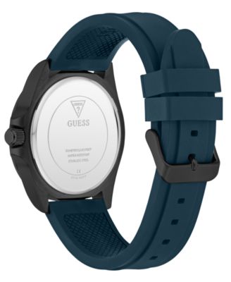 Men's Black Stainles Steel Teal Silicone Analog Watch, 42mm