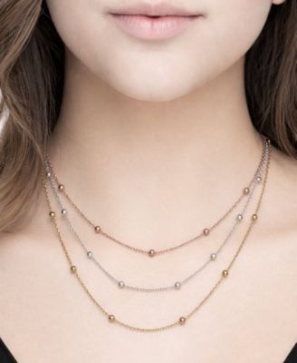 Silver Plated Beaded 18" Layered Necklace